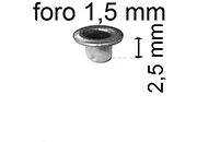 legatoria Occhiello unificato OttoneNICHELATO. altezza 2.5mm eug171.
