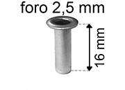 legatoria Occhiello unificato OttoneNICHELATO. altezza 16mm eug231.