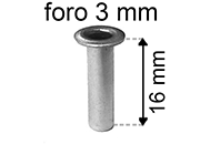 legatoria Occhiello unificato OttoneNICHELATO. altezza 16mm eug252.