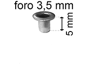 legatoria Occhiello unificato OttoneNICHELATO. altezza 5mm OU NICHELATO per fori diametro 3,5mm. Testa diametro 5,5mm, spessore materiale: 0,3mm eug262