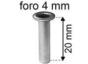 legatoria Occhiello unificato ottoneSTAGNATO, altezza 20mm OU STAGNATO per fori diametro 4mm. Testa diametro 6mm, spessore materiale: 0,3mm.