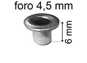 legatoria Occhiello unificato ottoneSTAGNATO, altezza 6mm eug308s.