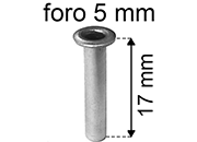 legatoria Occhiello unificato ottoneSTAGNATO, altezza 17mm OU STAGNATO per fori diametro 5mm. Testa diametro 7,5mm, spessore materiale: 0,3mm.