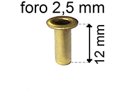 legatoria Occhiello unificato ottone, altezza 12mm eug65.