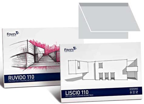 carta DISEGNO 110 BLOCCO liscio squadrato, formato D4 (24x33cm), 110gr, 10 fogli.