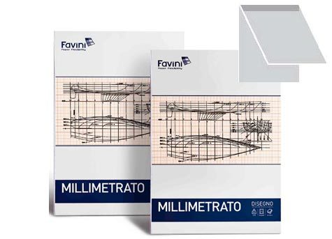 carta DISEGNO MILLIMETRATO 85 blocco in carta opaca millimetrata per il disegno tecnico di precisione, formato DQ (23x33cm), 85gr, 10 fogli, retro neutro.