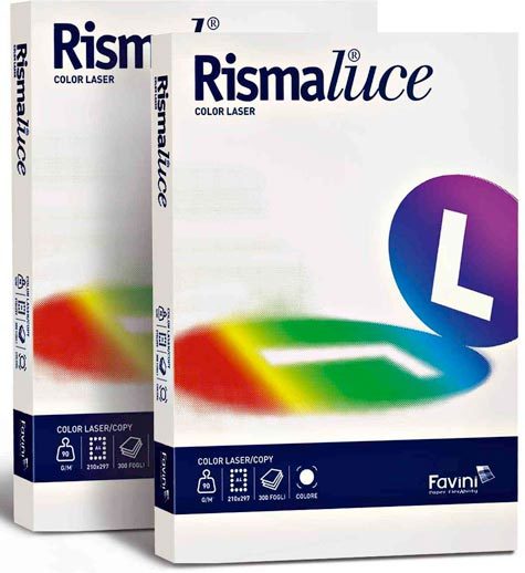 carta Carta RismaLuce BIANCO COLOR LASER 100 formato A3 (29,7 x 42cm), 100gr, 300 fogli.