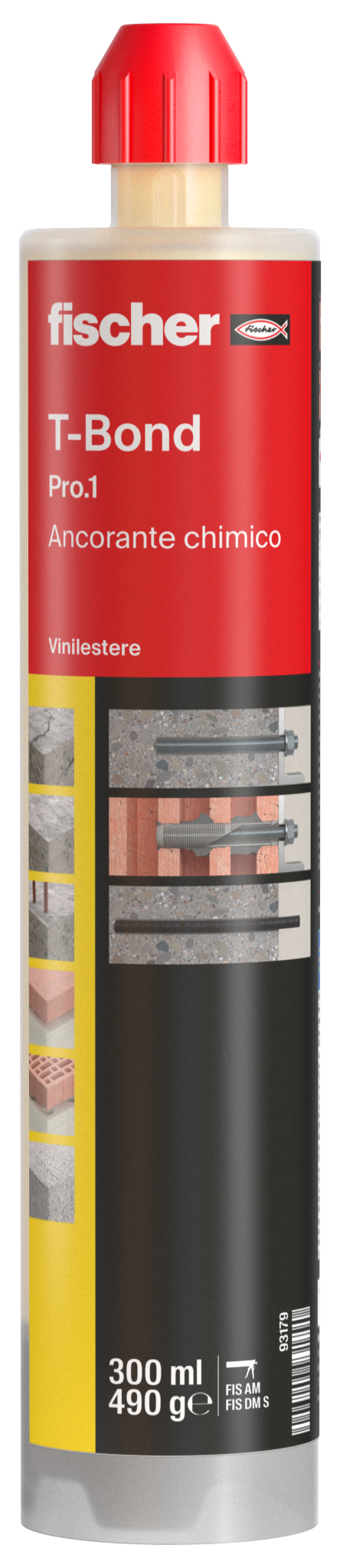 fischer Ancorante chimico T-BOND PRO.1 300 resina hybrid (1 Pz.) La resina hybrid per ancoraggi in calcestruzzo fessurato e in muratura, in cartuccia formato silicone.