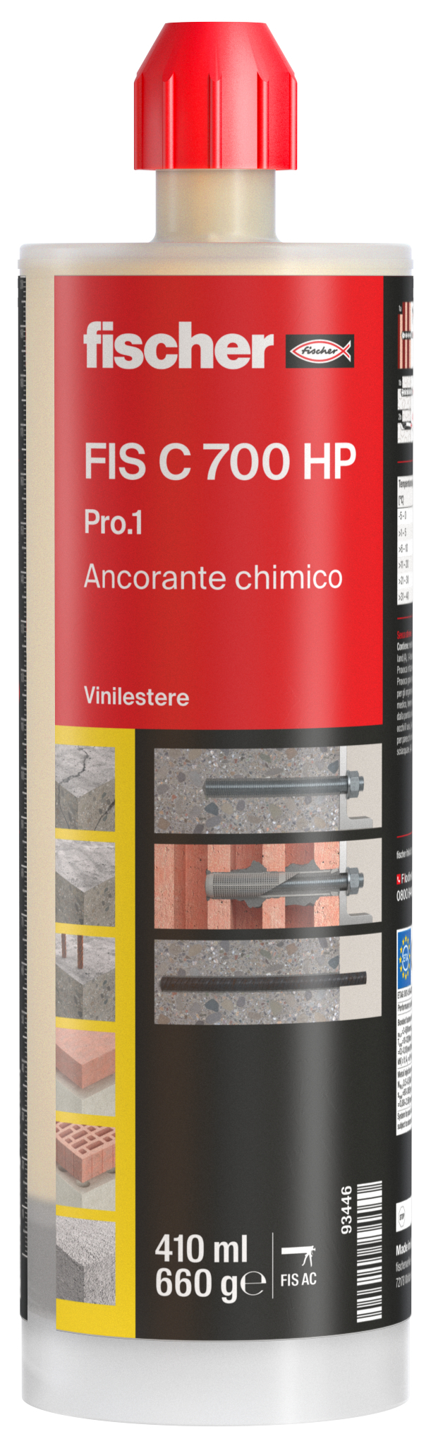 fischer Ancorante chimico FIS C 700 HP PRO.1 resina hybrid (1 Pz.) Resina a iniezione in vinilestere ibrido certificata per ancoraggi in calcestruzzo fessurato, riprese di getto e muratura.