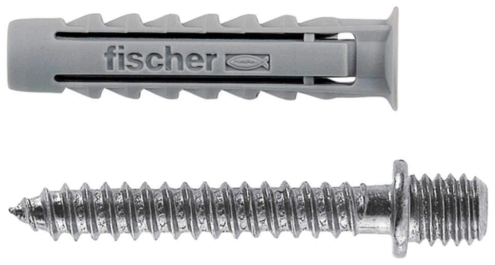 fischer Tasselli SX 6 DV con doppia vite (100 Pz.) Tassello in nylon SX 6 DV per collari distanziatori in metallo. Diametro 6mm fie1270