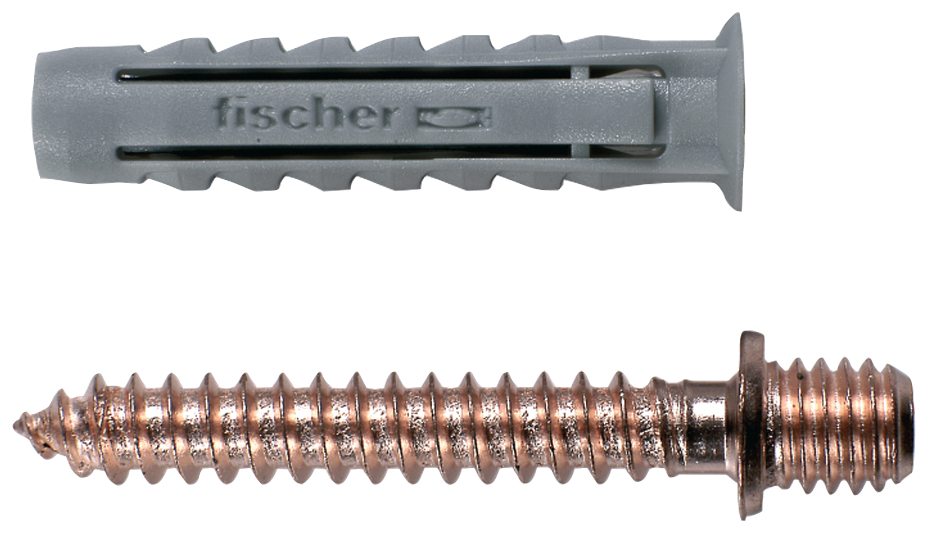 fischer Tasselli SX 6 vite doppia M6x38 per collare (10 Pz.) Collare per tubo in rame con viti laterali premontate.