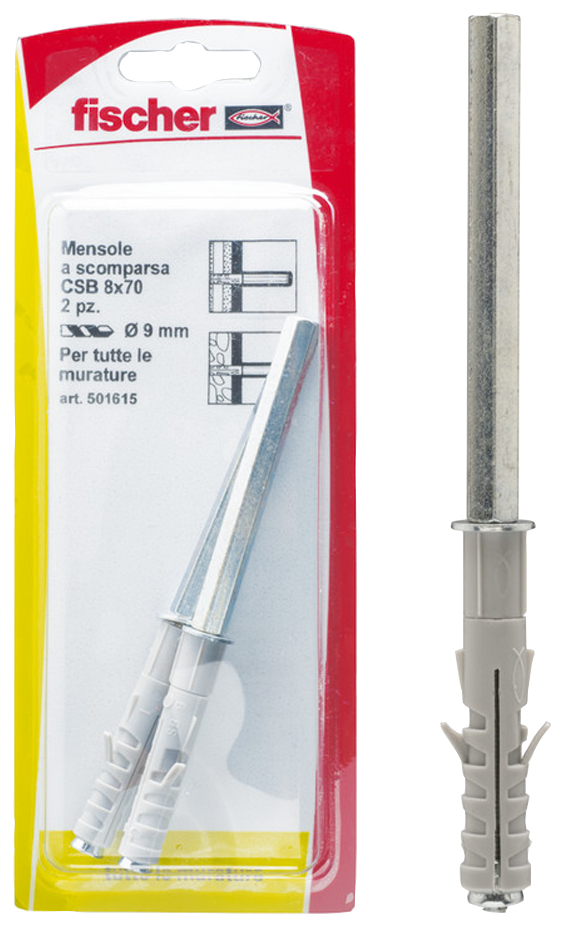 fischer Reggi mensola a scomparsa CSB 8-70 K (2 Pz.) Per applicazioni di mensole a scomparsa fie1521