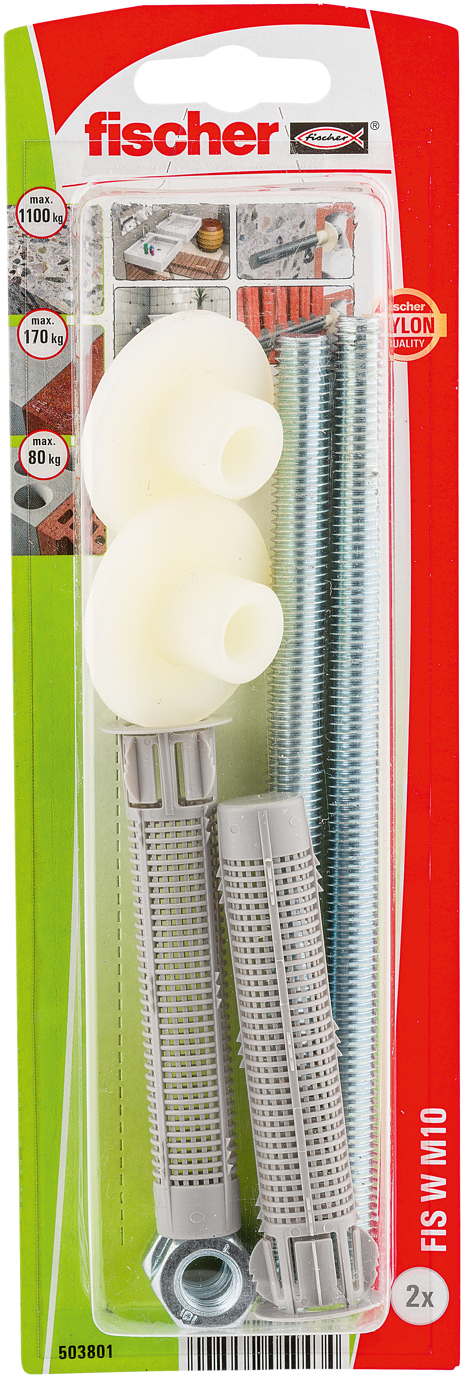 fischer Fissaggio sanitari a parete FIP W M10 K (2 Pz.) Accessori per fissaggio chimico di sanitari a parete FIS WM K in blister fie1582
