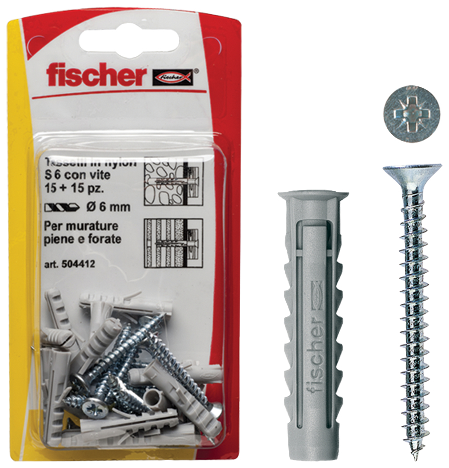 fischer Tasselli SX 10 S K con vite (4 Pz.) fie16.