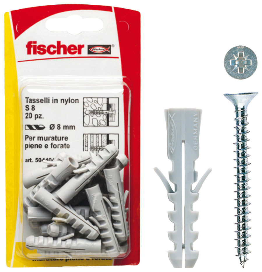 fischer Tasselli S 8 V K con vite (10 Pz.) fie1660.