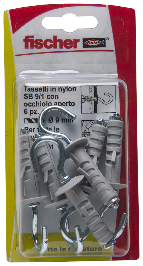 fischer Tasselli a espansione SB 9/1 K con occhiolo aperto (6 Pz.) fie1669.