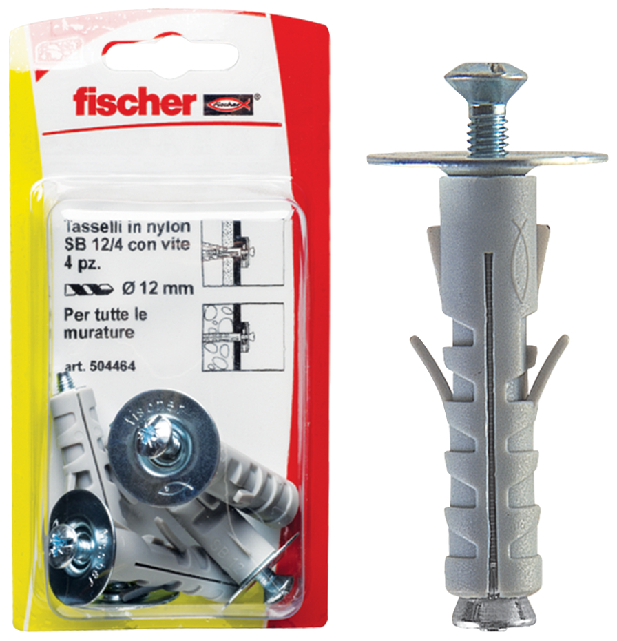 fischer Tasselli a espansione SB 12-8 K con gancio corto (4 Pz.) Fissaggio a espansione con accessori SB 12/.. K in blister (in foto SB 12/1 con gancio tondo) fie1687