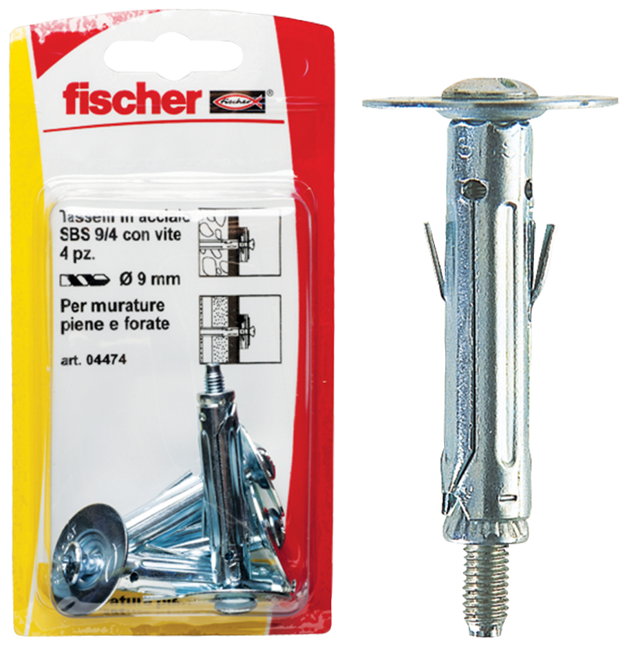 fischer Tasselli in acciaio SBS 9/1 K con occhiolo aperto (4 Pz.) fie1691.