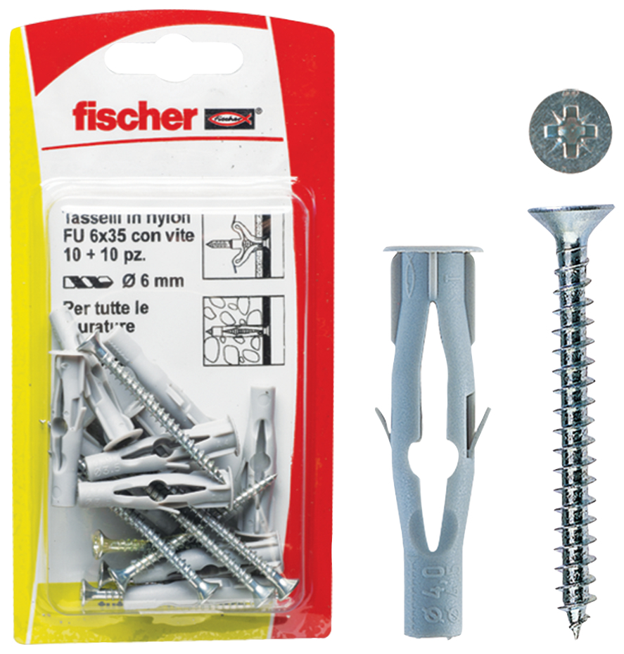 fischer Tasselli FU 8X50 V K con vite (8 Pz.) fie1696.