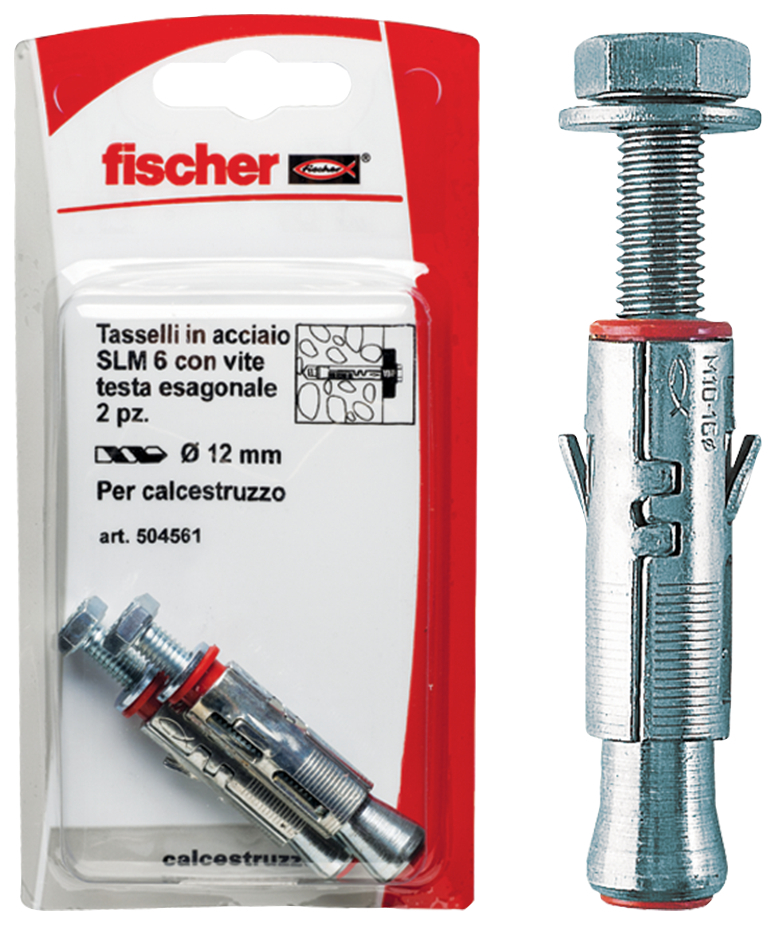 fischer Tasselli in acciaio SLM 6 TE K (2 Pz.) Ancorante multiuso con vite testa esagonale SL M T.E. K in blister fie1714