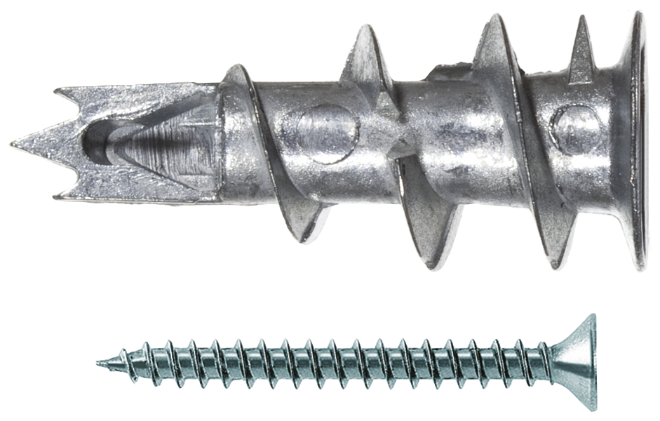 fischer Tassello per cartongesso GKM 27 con vite testa svasata piana (1 Pz.) Tassello autofilettante in metallo per applicazioni su pannelli e lastre in cartongesso fie172
