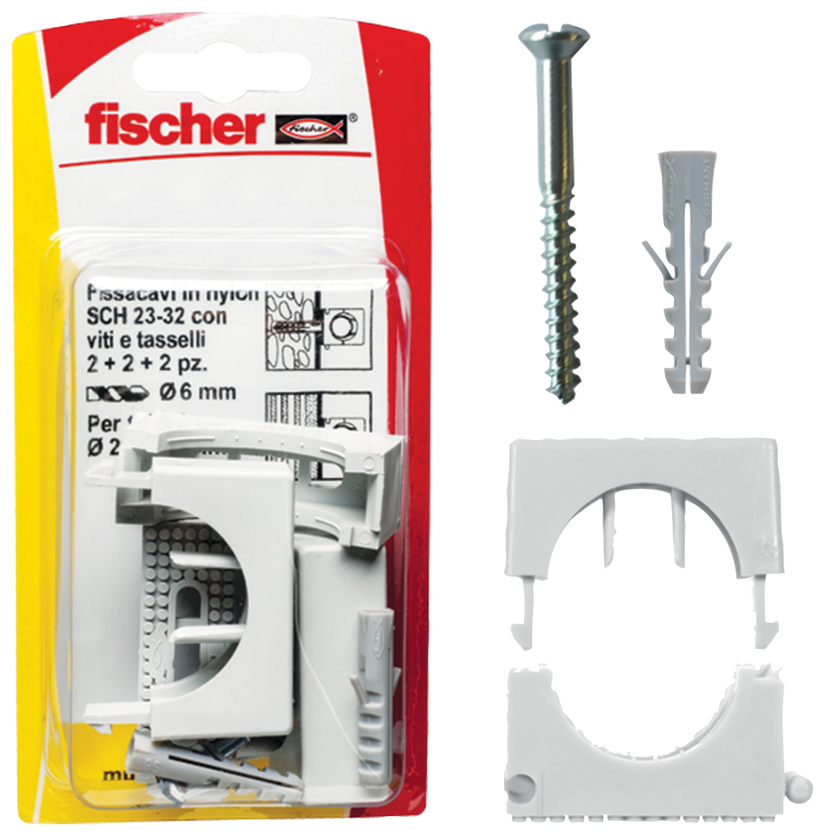 fischer Fissatubo con tasselli SCH 12-16 K (4 Pz.) Clip fissatubo a sella SCH K in blister.