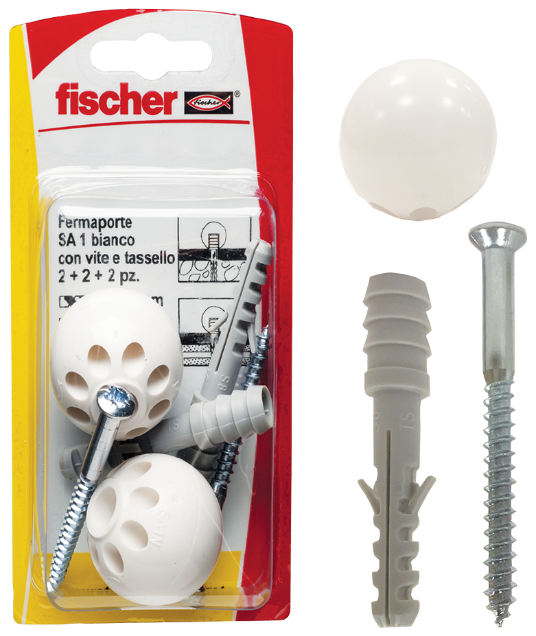 fischer Paracolpi porta SA 1N M K marrone (2 Pz.) Fissaggio ferma porta in blister SA 1N K.