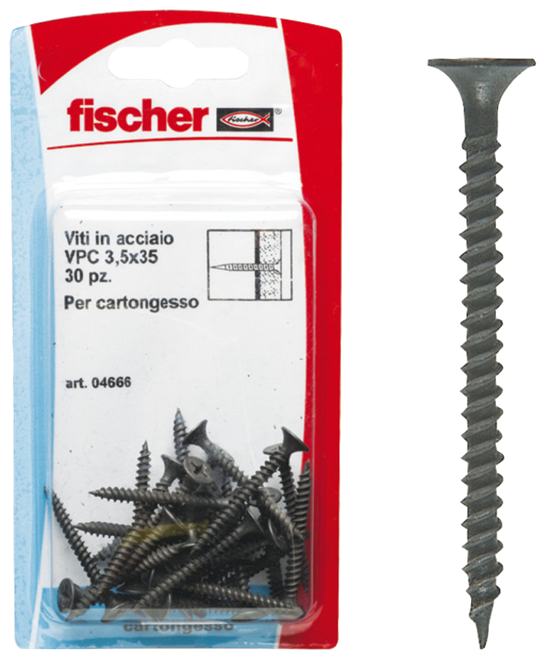 fischer Viti cartongesso VPC 3,5X45 K (30 Pz.) Vite per cartongesso VPC K in blister fie1769