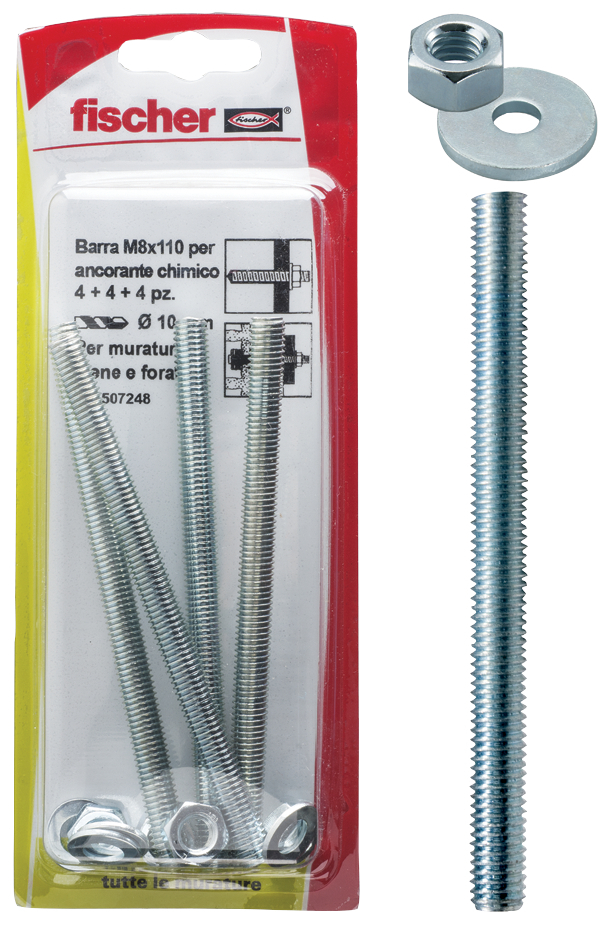 fischer Barra filettata FIS GS M 8X110 K per ancorante chimico (4 Pz.) fie1849.