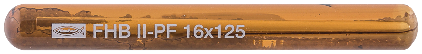 fischer Resina ancorante chimico in fiala FHB II-PF 16X125 a rapido indurimento (1 Pz.) Resina a rapido indurimento in fiala di vetro per applicazioni con barre multicono FHB II-A L. Massimi carichi in calcestruzzo fessurato e per applicazioni vicino ai bordi..