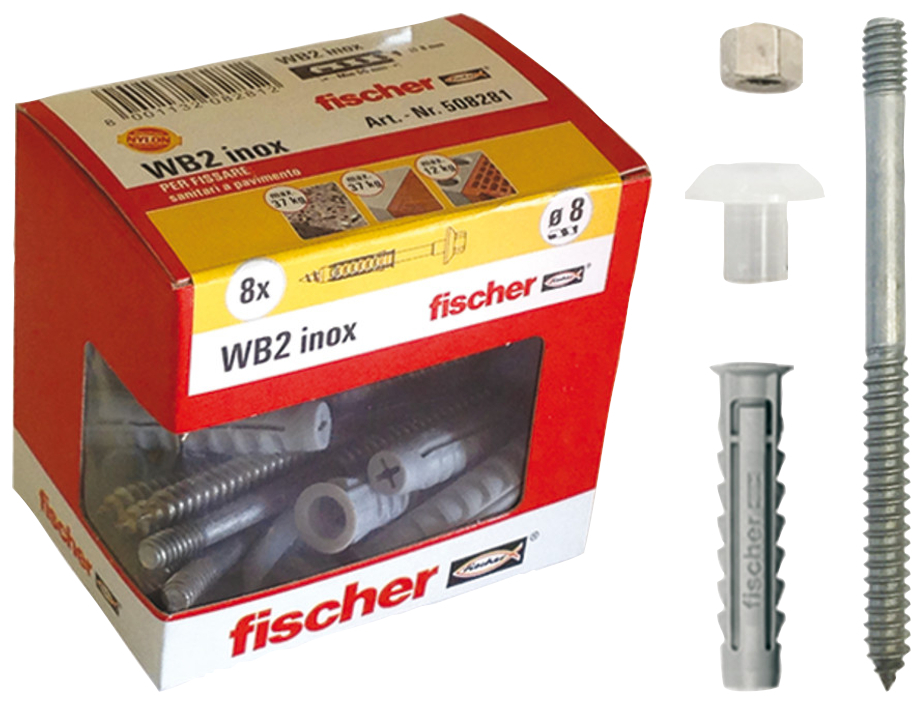 fischer Tasselli sanitari e bidet WB 2 Y (8 Pz.) Fissaggio per WC e bidet WB 2 Y in scatola di cartone con finestra fie1981