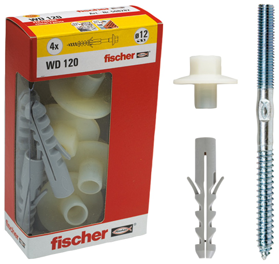 fischer Tasselli lavabi a parete WD 120 Y (4 Pz.) Fissaggio per lavabi a parete WD Y in scatola di cartone con finestra.