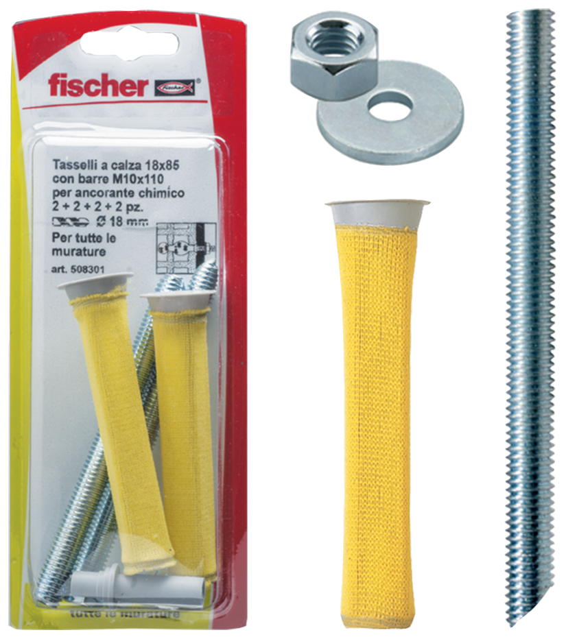fischer Tasselli a calza FIS H 18x85 N con barre M10 per ancorante chimico (2 Pz.) fie1986.