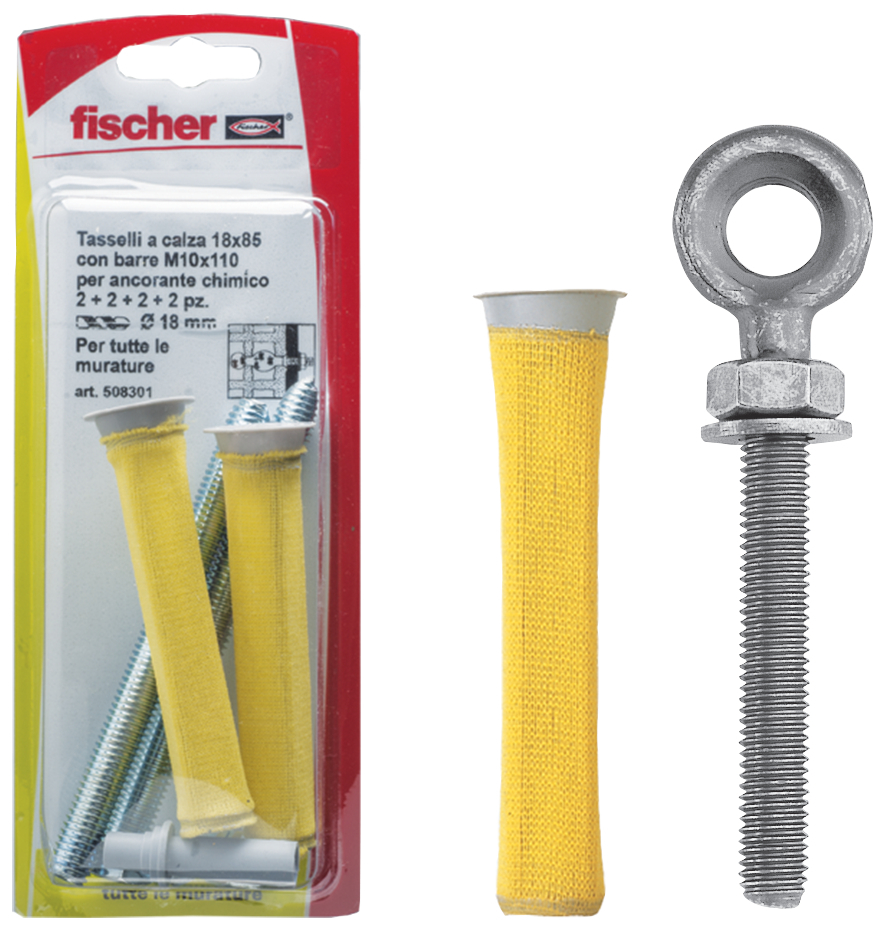 Tasselli a calza FIS H 16x85 N occhioli M8 per ancorante chimico (2 Pz.) fie1987