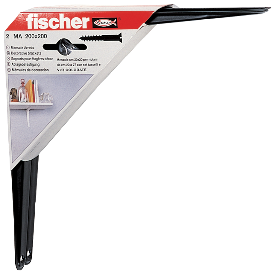 fischer Reggi mensola arredo MA 200X200 K Marrone (2 Pz.) Mensola arredo in blister MA K fie2043