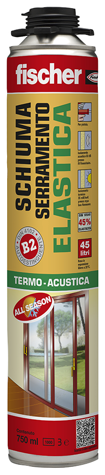 fischer Schiuma serramenti elastica per pistola PUP E 750 (1 Pz.) Schiuma poliuretanica per serramento ad elevata elasticit� fie2094