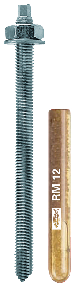 fischer Barra RG M 12 X 160 FVZ (1 Pz.) Barra filettata in acciaio con dado e rosetta fie2098