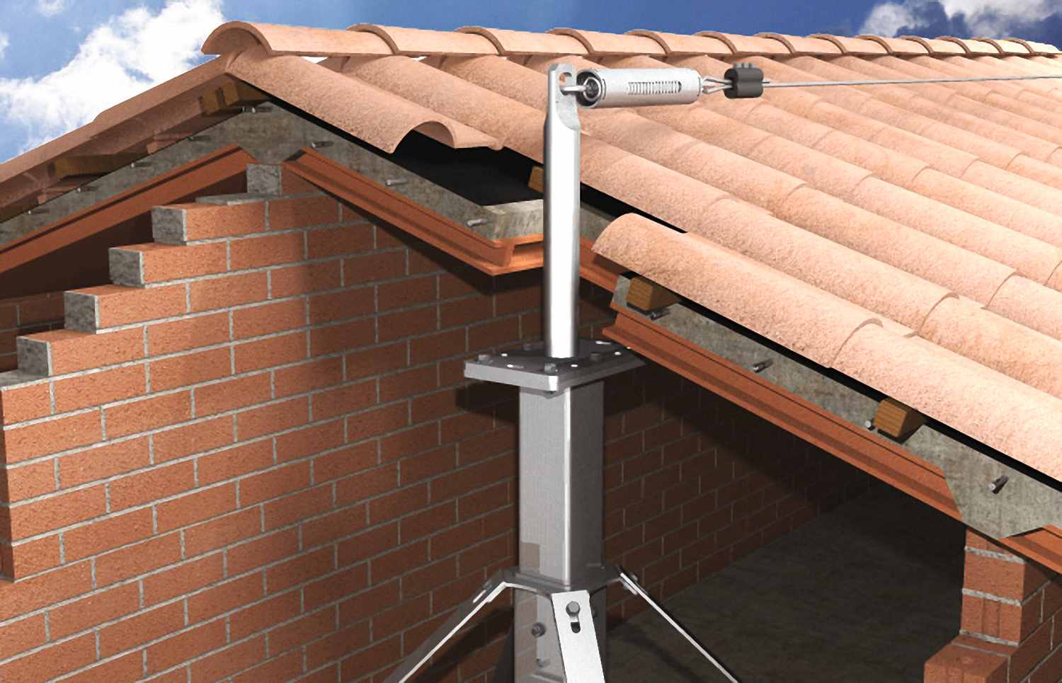 fischer Supporto pali telescopico ET H910 - Sistemi anticaduta DPI (1 Pz.) La soluzione di fissaggio per pali di sistemi di ancoraggio flessibili e puntuali con coperture in muretti e tavelloni.