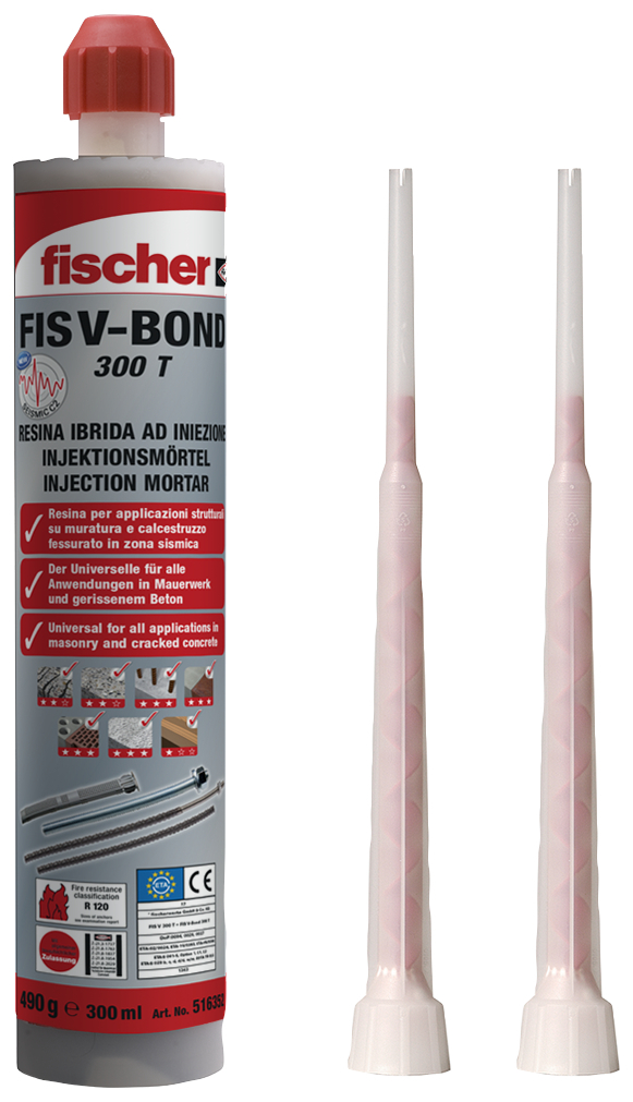 fischer Ancorante chimico V-BOND resina Full-Hybrid (1 Pz.) Resina a iniezione in vinilestere ibrido certificata per ancoraggi in calcestruzzo fessurato, riprese di getto e applicazioni sismiche (categoria di prestazione sismica C1 e C2).