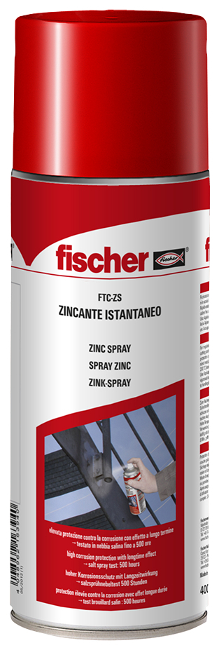 fischer Zincante istantaneo FTC-ZS 400 ml (1 Pz.) La riparazione e protezione a lungo termine di superfici metalliche, con effetto lucido fie2265