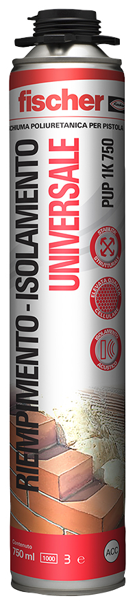 fischer Schiuma poliuretanica per pistola PUP 1K 750 (1 Pz.) Schiuma poliuretanica universale multiuso per pistola.