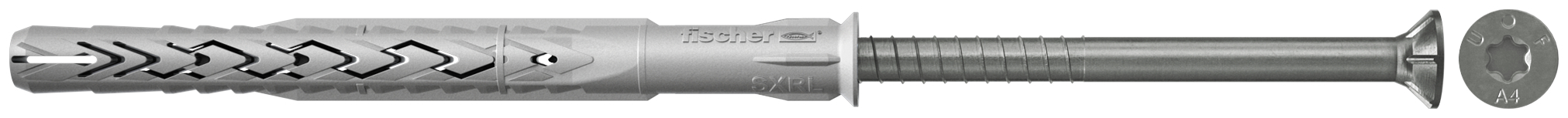 fischer Tasselli prolungati SXRL 10X100 T A4 (1 Pz.) Tassello prolungato in nylon con marcatura CE con vite premontata in acciaio inox A4, T.S.P. impronta torx fie2376