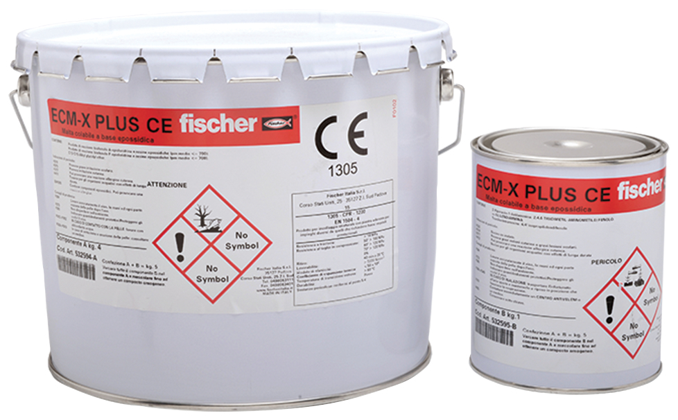 fischer Malta epossidica ECM-X PLUS CE (A+B) (2 Pz.) Malta epossidica strutturale fluida certificata per incollaggi tra materiali di diversa natura.
