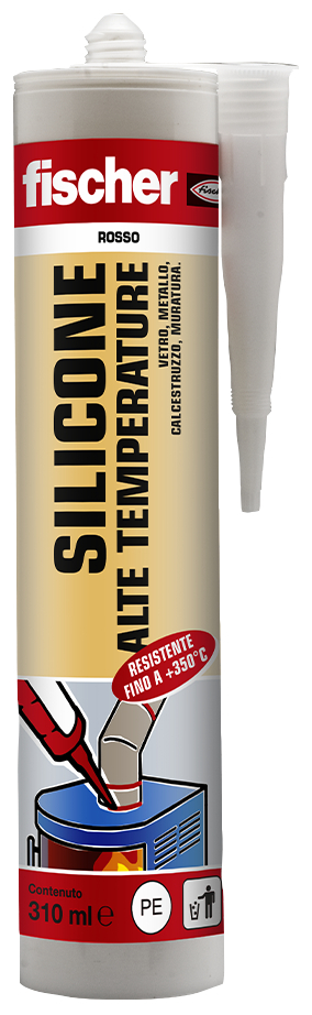 fischer Silicone alte temperature SAT 310 ml - nero (1 Pz.) Sigillante siliconico a base acetica resistente alle alte temperature fie2437