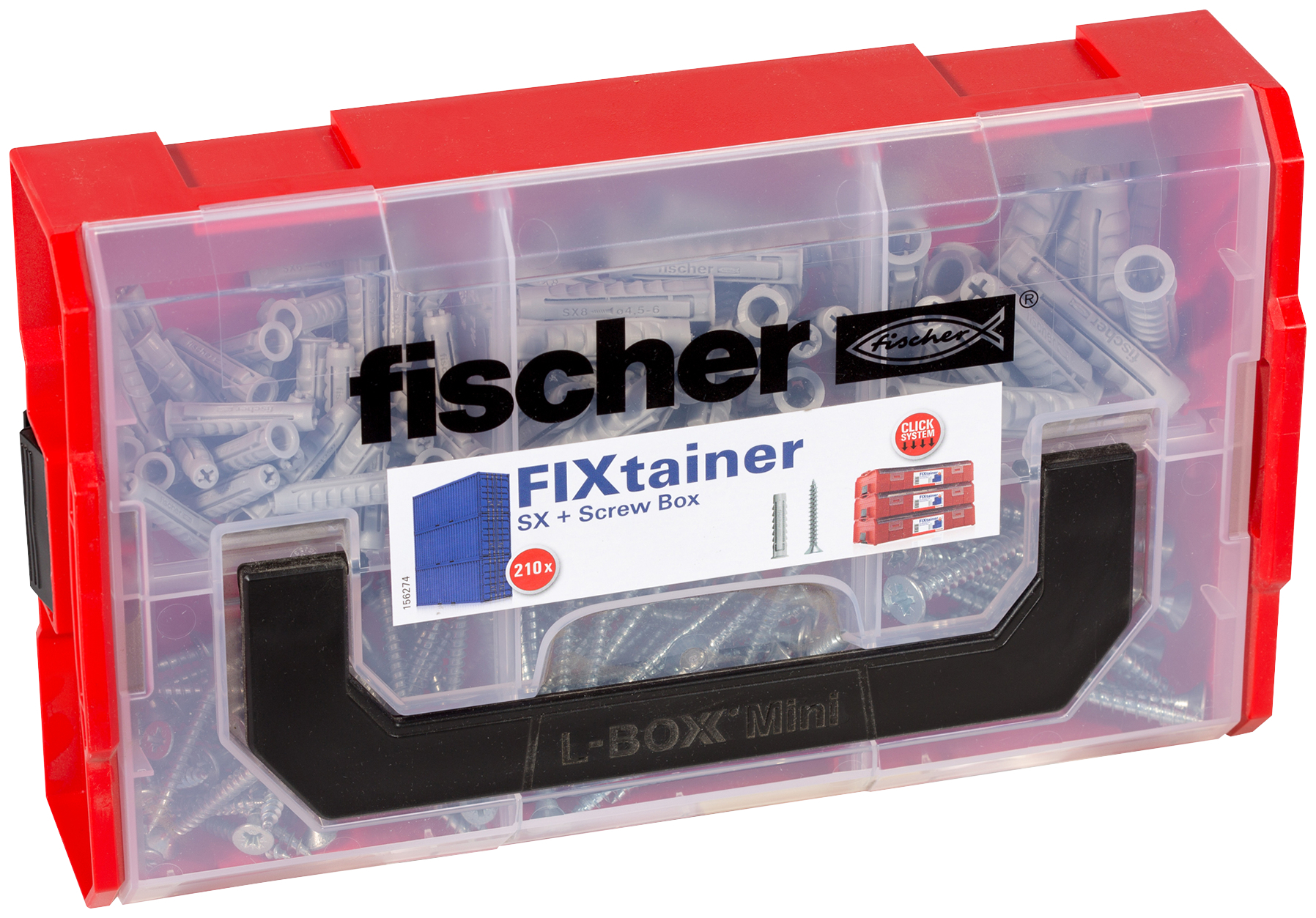 fischer FIXtainer SX con vite Valigetta tasselli (105 Pz.) Pratiche soluzioni di fissaggio per le pi comuni applicazioni nel fischer FixTainer impilabile e di alta qualit fie2749