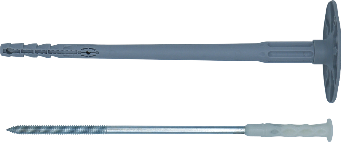 fischer Ancoraggio per avvitamento FIF - CS 8/120 per cappotti (1 Pz.) Il fissaggio ad avvitamento per sistemi compositi di isolamento termico esterno (ETICS). Nelle misure 8/200 e superiori, la spina  in posizione incassata all?interno del tassello e richiede l?utilizzo del Bit TX25 CS 178,5 mm..