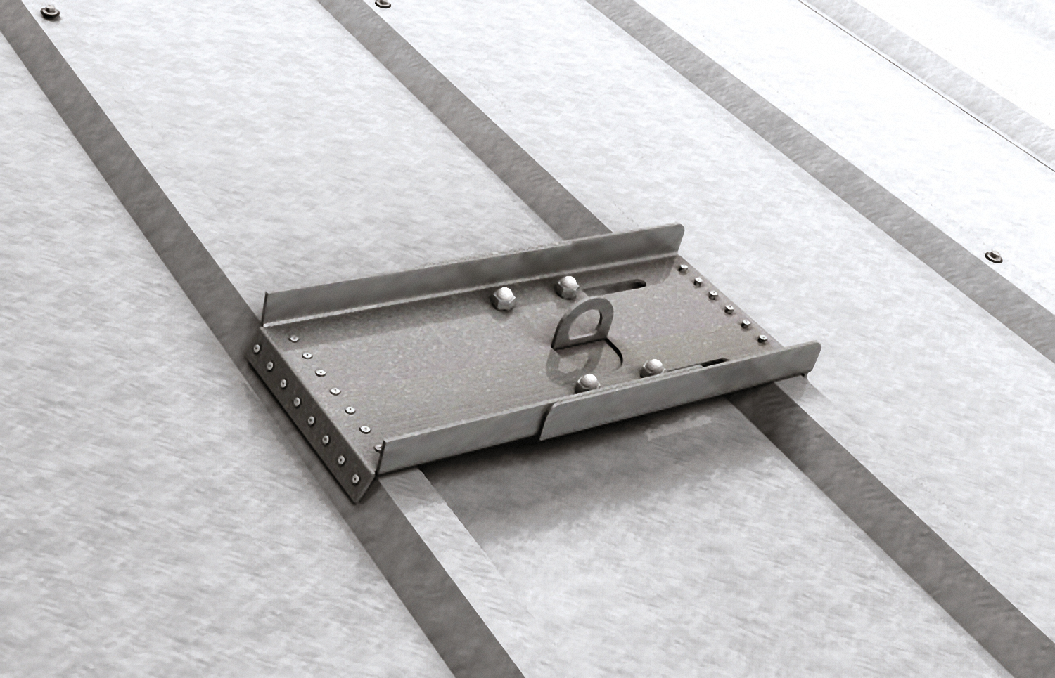 fischer Piastra per lamiera grecata PG 280-400 A inox - Sistemi anticaduta DPI (1 Pz.) Il dispositivo di ancoraggio puntuale per coperture in lamiera grecata con diversi interassi tra le nervature.