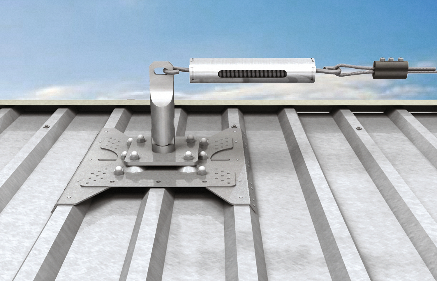 fischer KIT linee vita tipo C lamiera MR 20 Alu - Sistemi anticaduta DPI (1 Pz.) Palo di estremit� per sistemi di ancoraggio flessibili su coperture in lamiera metallica.