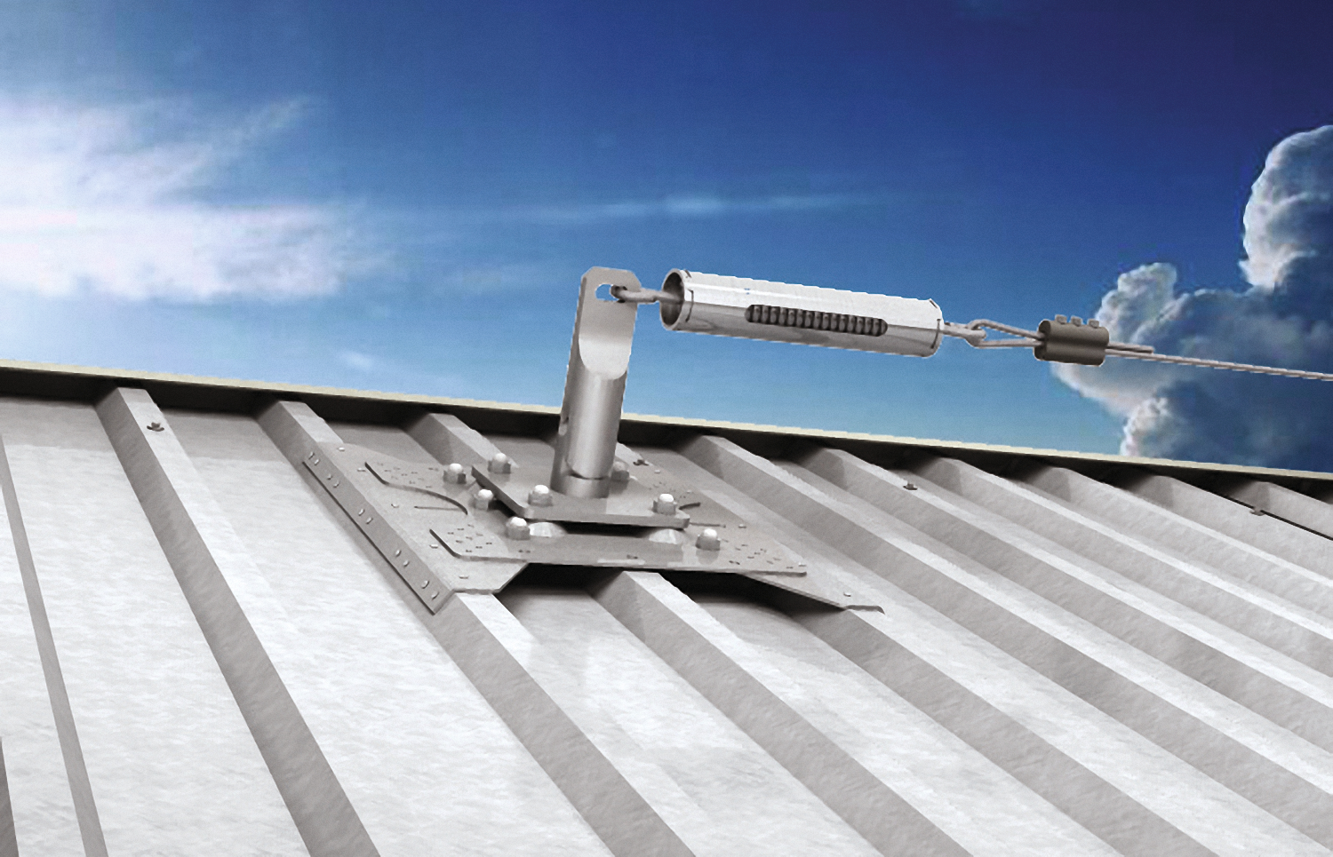 fischer MR 08 Alu - Sistemi anticaduta DPI (1 Pz.) Palo di estremit� per sistemi di ancoraggio flessibili su coperture in lamiera metallica.