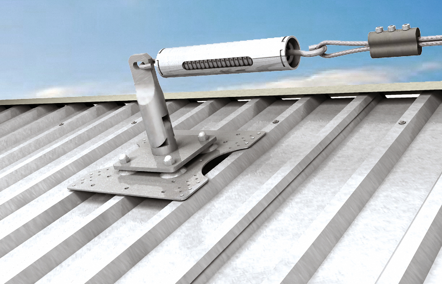 fischer Piastra per lamiera grecata PG 206-315 C inox - Sistemi anticaduta DPI (1 Pz.) Piastra per il fissaggio di pali in sistemi di ancoraggio flessibile per coperture in lamiera grecata.